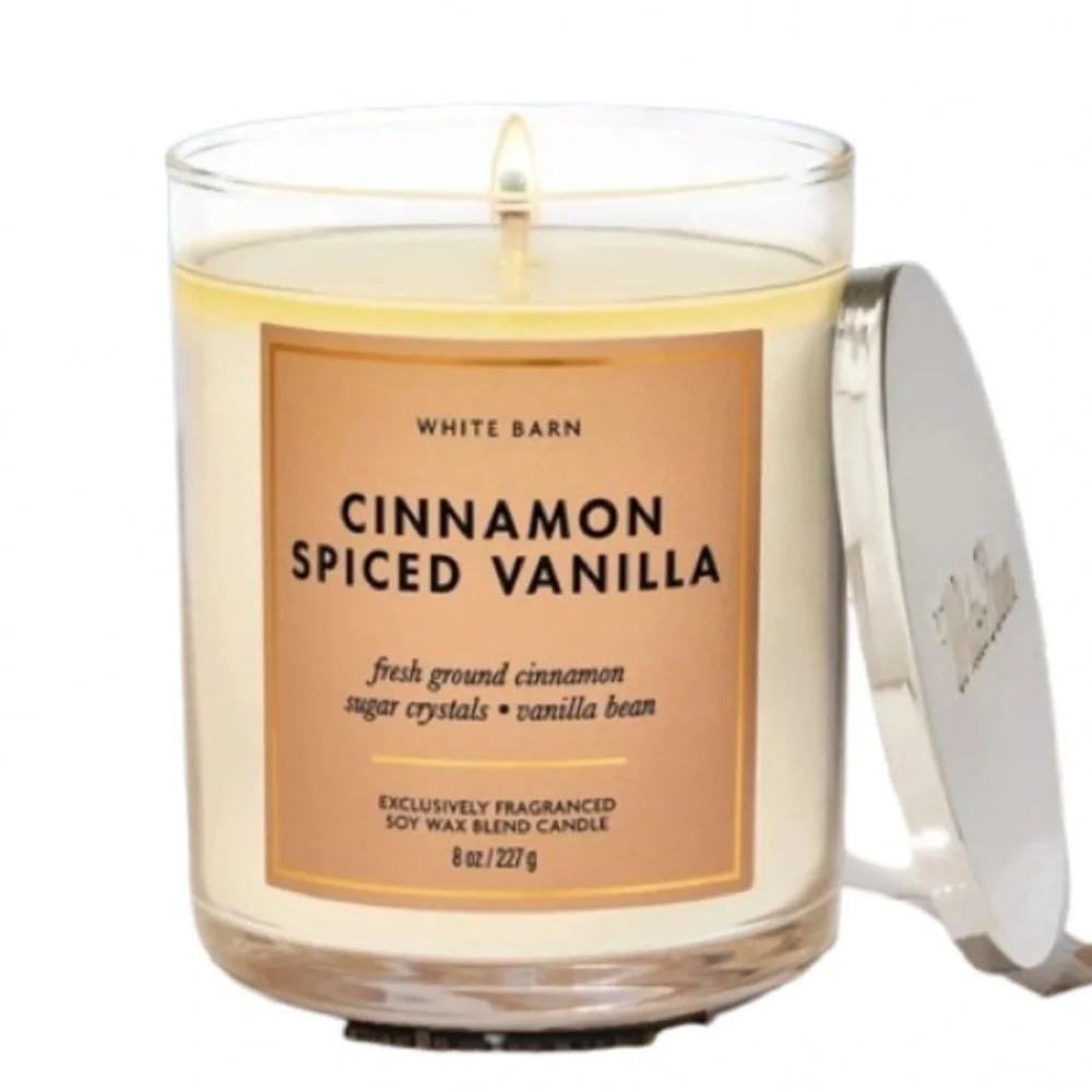 NEW CINNAMON SPICED VANILLA Single Wick Candle 8oz Bath & Body Works
